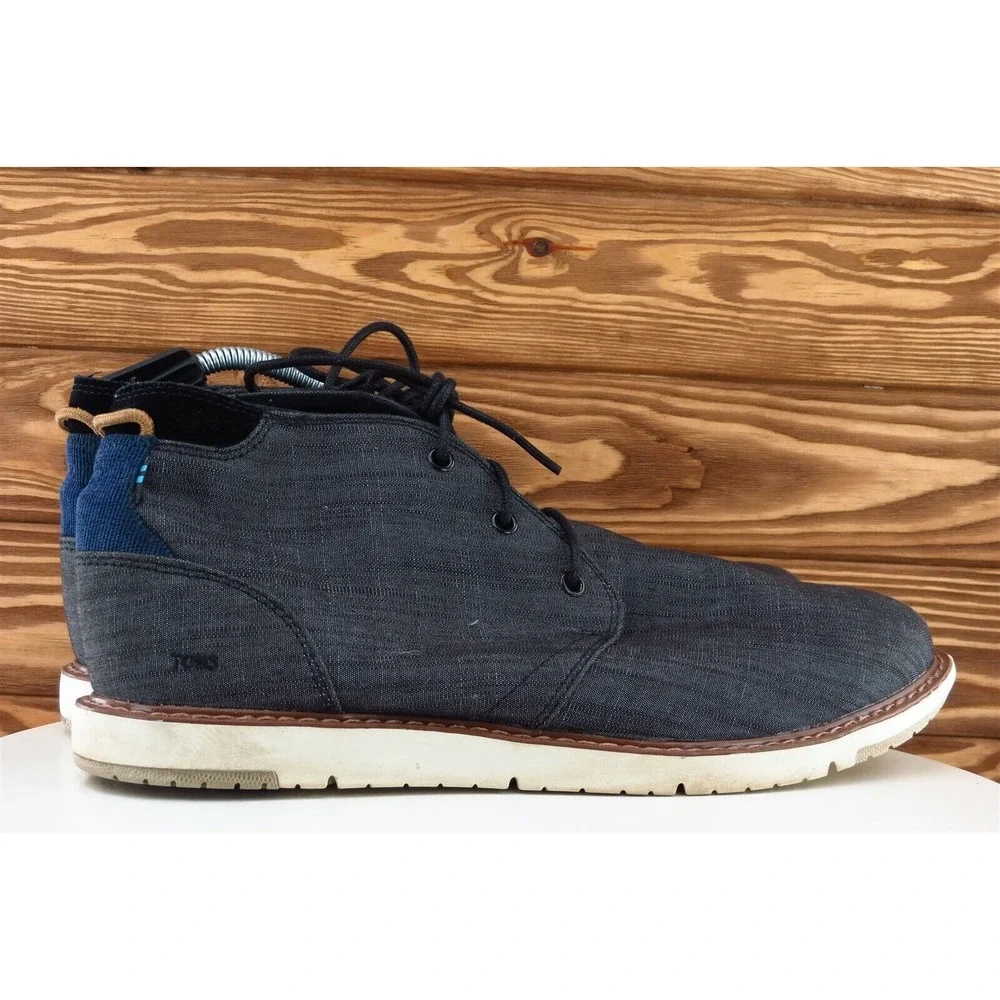 Toms Boots Sz 13‎ M Black Round Toe Chukka Fabric Men